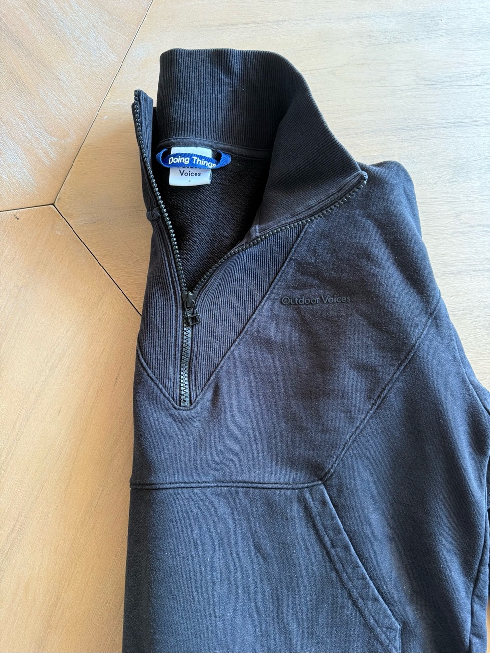 Outdoor Voices Women’s Black Quarter-Zip Sweatshirt (Cropped)